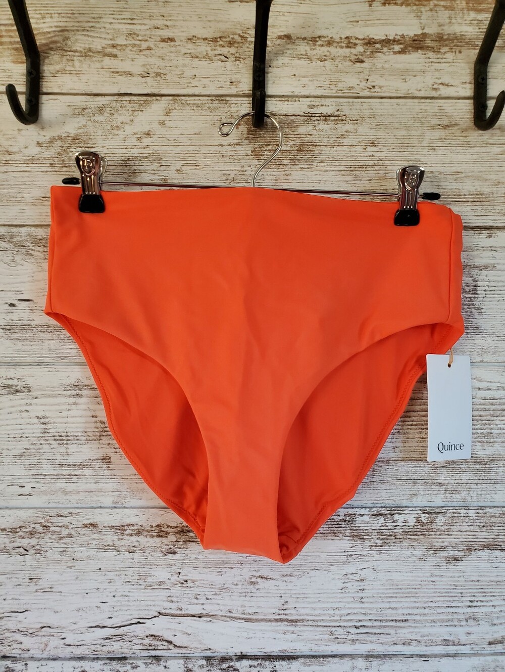 NWT Quince Italian High-Rise High-Leg Bikini Bottom Sunset Orange